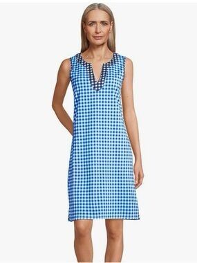 # NWT Draper James (Land’s End) 3X  Gingham Sleeveless V-Notch Sleeveless Dress